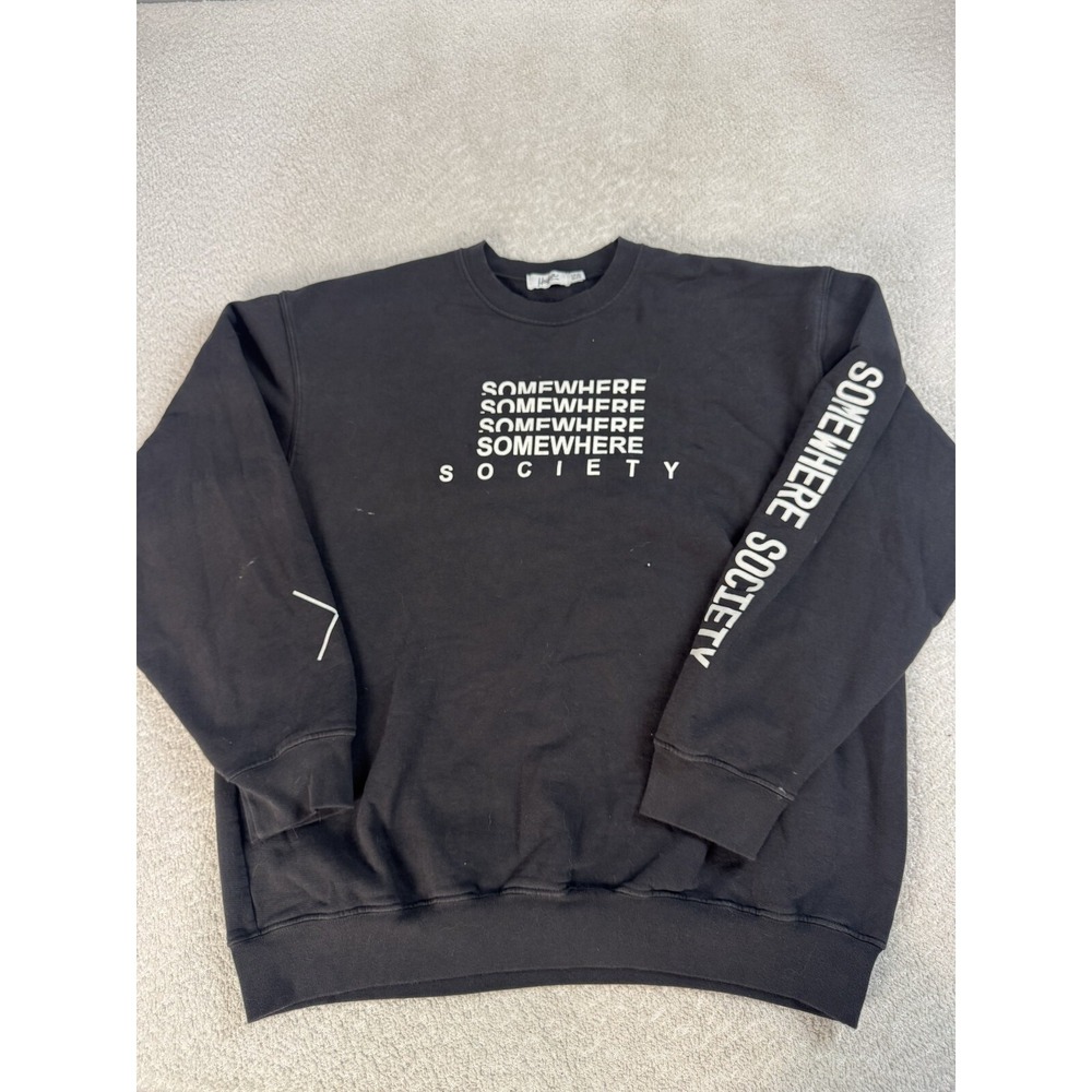 Mayfair The Label Mens Somewhere Society Crewneck‎ Pullover Sweatshirt Black OS